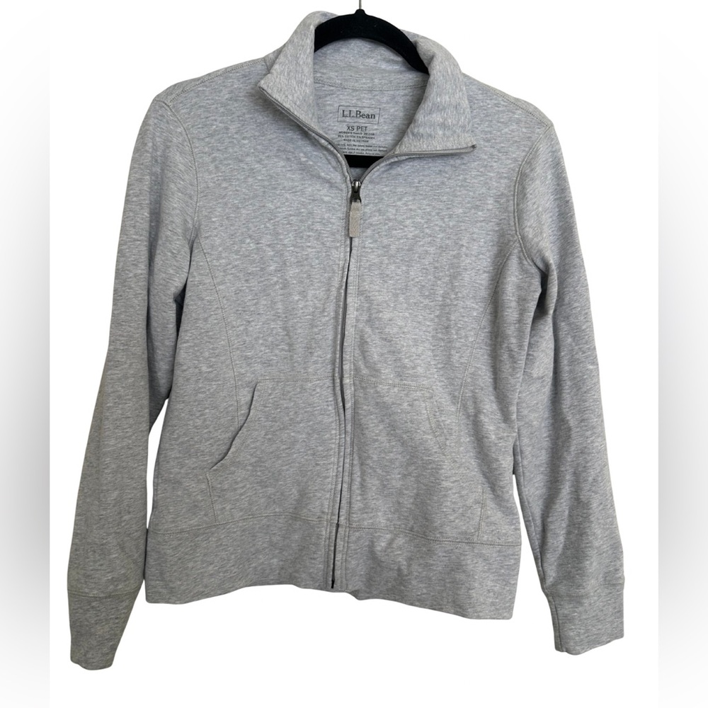 L.L.Bean Gray Full Zip Mock Neck Jacket XS Petite EUC